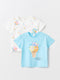 Crew Neck Printed Short Sleeve Baby Girl T-Shirt, Pack of 2